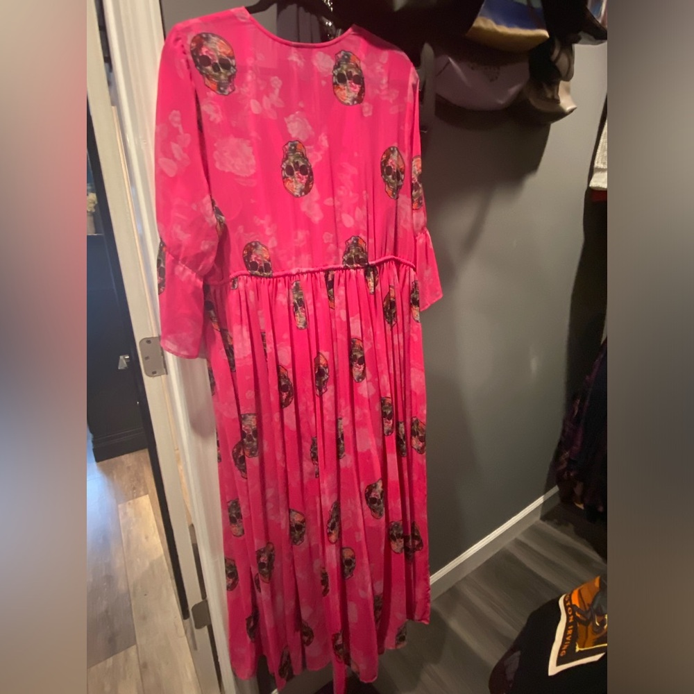 Pink Torrid Skull Maxi Chiffon Dress NWT